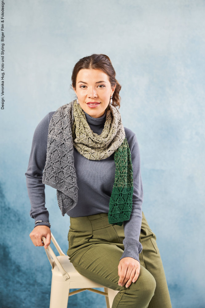 Stola Diagonale Rauten | Anleitungsheft | Wolle BOBBEL cotton 800m  | Stricken | Veronika Hug, Woolly Hugs, Christophorus Verlag