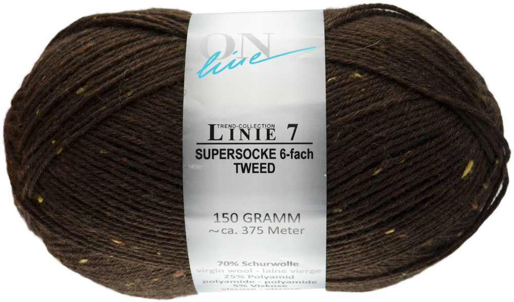 Supersocke 6-fach Linie 7 Tweed von ONline 0907 - braun/natur