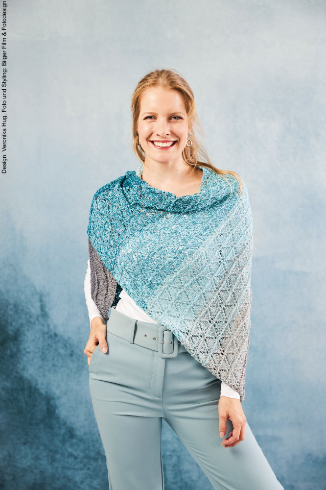 Asymetrisches Tuch Diagonale Rauten | Anleitungsheft | Wolle BOBBEL cotton 800m  | Stricken | Veronika Hug, Woolly Hugs, Christophorus Verlag