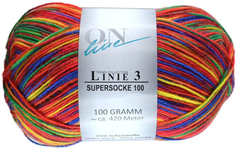 Supersocke 100 Linie 3 Color 4-fach - 0633 - clown von ONline