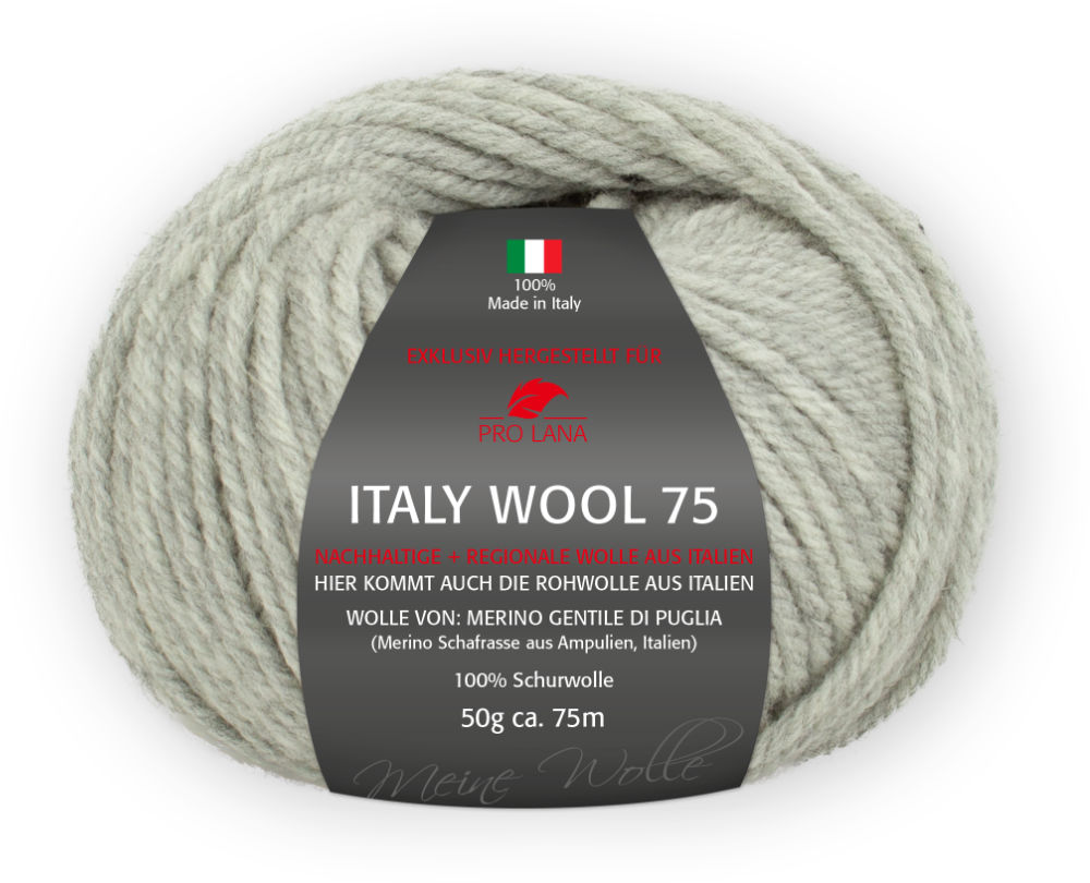 Italy Wool 75 von Pro Lana 0291 - hellgrau meliert