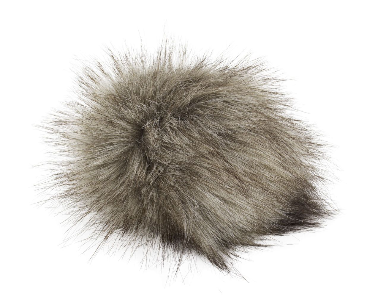 Fell Pompon mit Druckknopf Beige/Brown