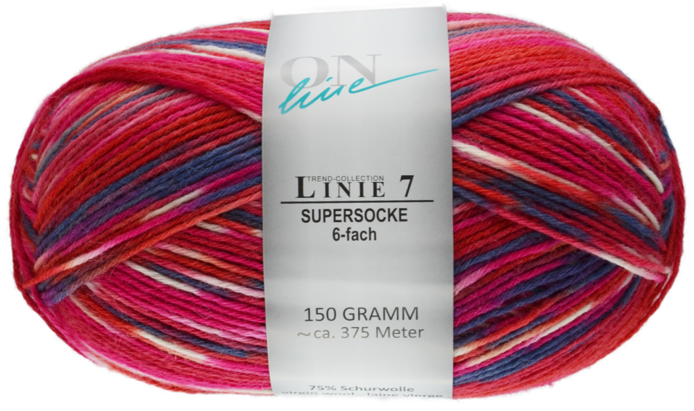 Supersocke 6-fach Linie 7 Color ONline 0707 - rot / blau