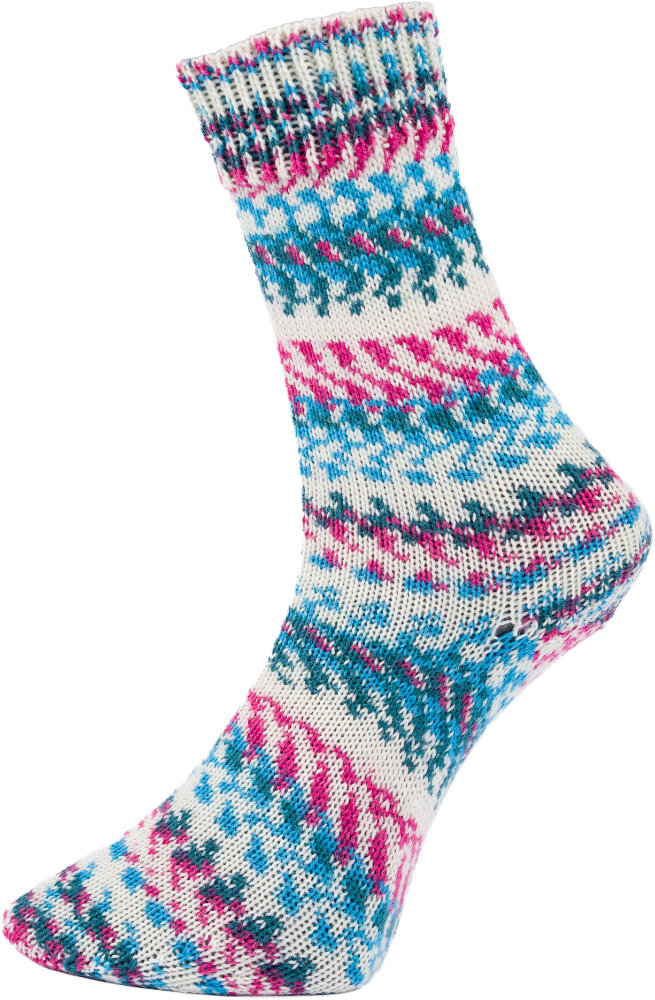 Fjord Socks Multicolor - 4-fach Sockenwolle von Pro Lana 0484 - türkis / pink