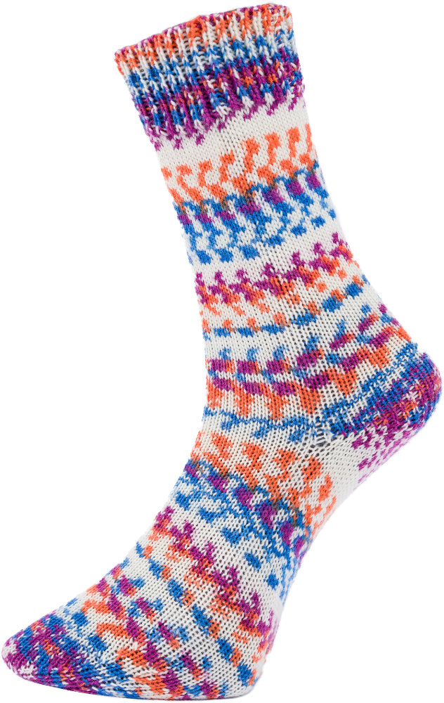 Fjord Socks Multicolor - 4-fach Sockenwolle von Pro Lana 0485 - blau / orange