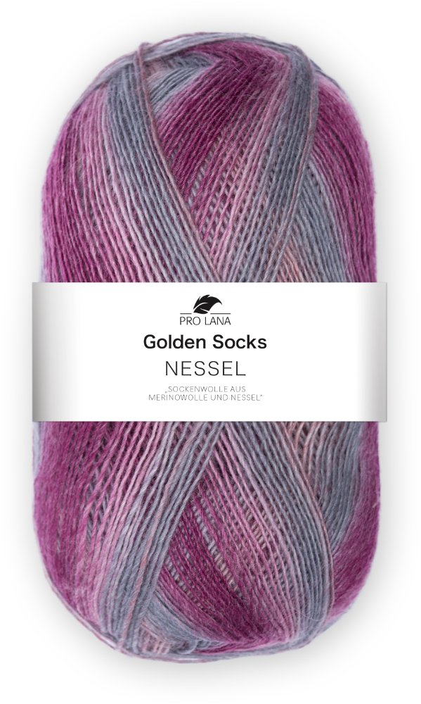 Nessel Golden Socks von Pro Lana 0080 - flieder / grau