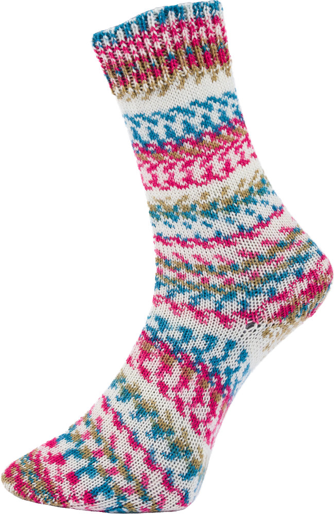 Fjord Socks Multicolor - 4-fach Sockenwolle von Pro Lana 0482 - petrol / pink