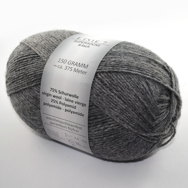 Supersocke 6-fach Uni, ONline Linie 7 0106 - grau