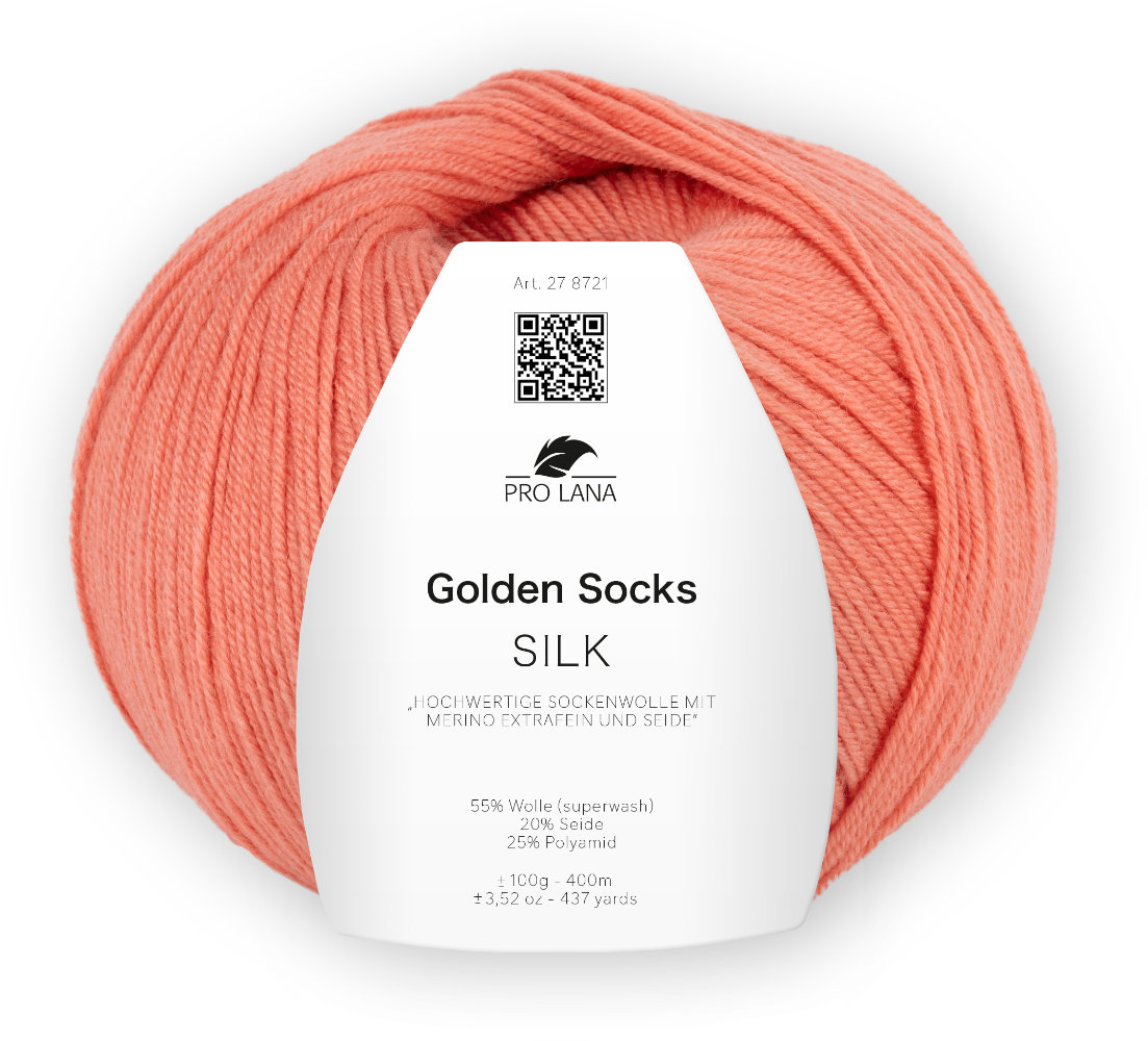 Silk Golden Socks - 4-fach Sockenwolle von Pro Lana 0025 - koralle