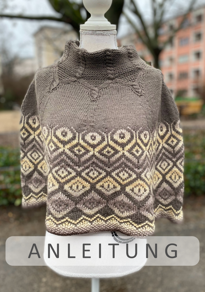 Kurzponcho Teatime | Einzelanleitung | Wolle Cammino Linie 14  | Stricken | Sylvie Rasch