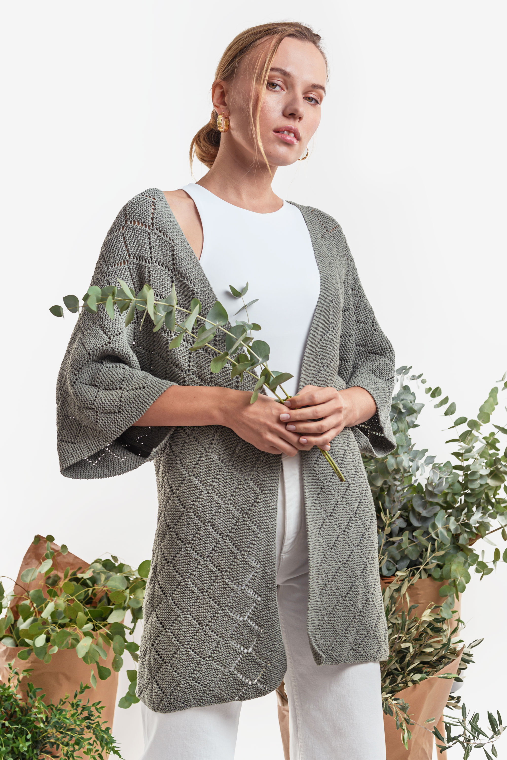 Damen Kimono Eco Vita | Einzelanleitung + Wolle Eco Vita uni | Stricken