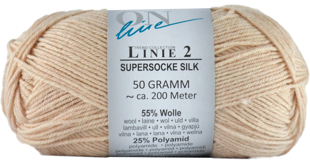 Supersocke Silk Linie 2 Uni 4-fach von ONline 0009 - beige