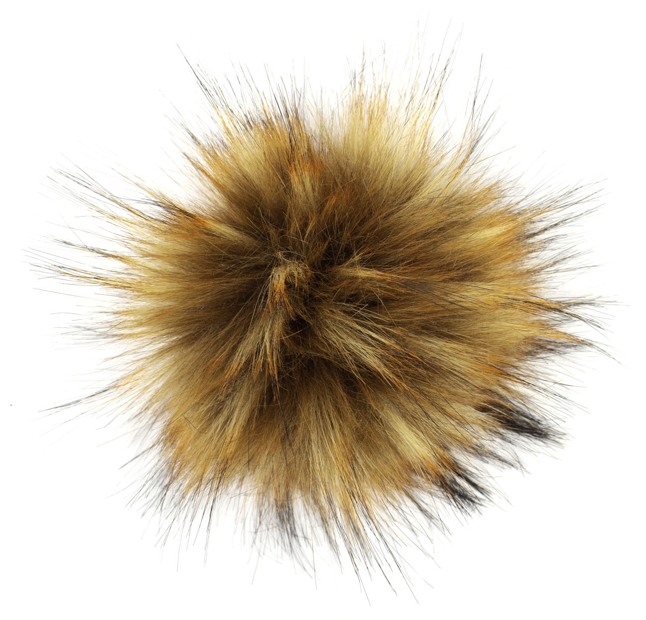 Fell Pompon mit Druckknopf fox