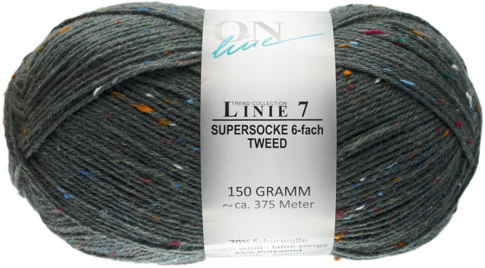 Supersocke 6-fach Linie 7 Tweed von ONline 0908 - grau/blau