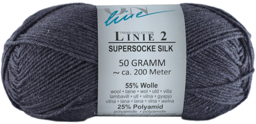 Supersocke Silk Linie 2 Uni 4-fach von ONline 0006 - anthrazit melange